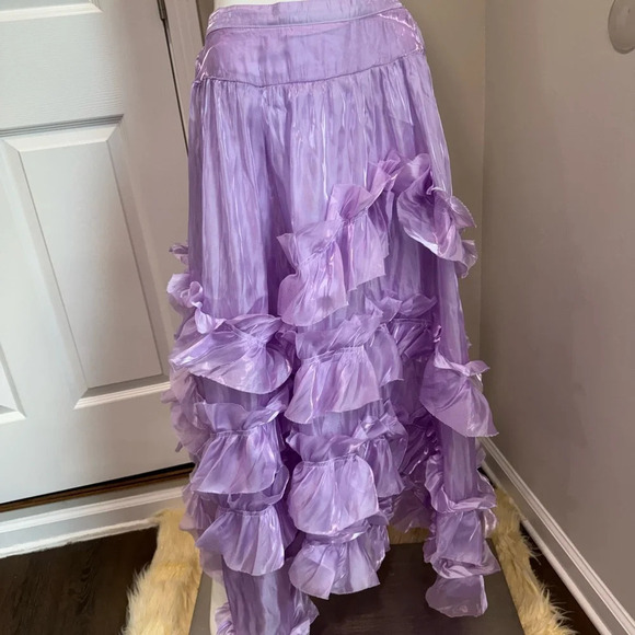Free People Chevelle Maxi Skirt Tiered Ruffled Elastic Waist Tulle Purple XS - Picture 7 of 10